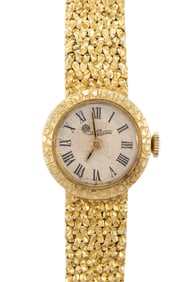 LADYS VINTAGE 14K GOLD LUCIEN PICCARD WRIST WATCH.