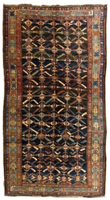 ANTIQUE ORIENTAL KAZAK AREA RUG.