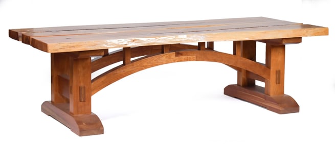 EXCEPTIONAL ARTISAN MADE CHERRY DINING TABLE.