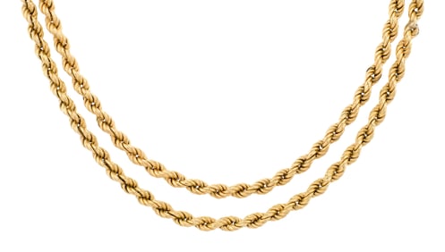 VINTAGE 14K GOLD ROPE CHAIN NECKLACE.