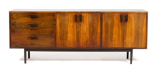 MID-CENTURY ROSEWOOD CREDENZA.