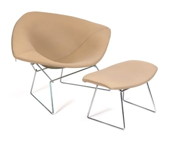 KNOLL BERTOIA DIAMOND LOUNGE CHAIR & OTTOMAN.
