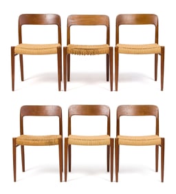 SET OF SIX NIELS OTTO MØLLER MODEL 75 CHAIRS.