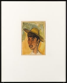DIEGO RIVERA WATERCOLOR, BOY IN HAT.