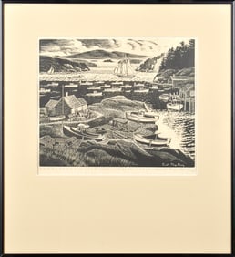 CARROLL THAYER BERRY WOODBLOCK PRINT, STONINGTON, ME.