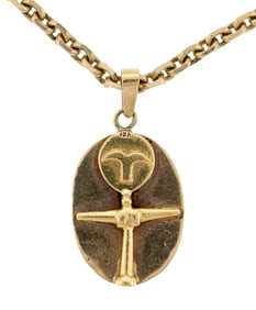 14K GOLD CHAIN W/10K &18K GOLD FERTILITY PENDANT.