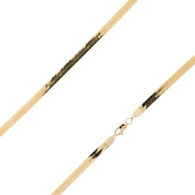 VINTAGE 14K YELLOW GOLD HERRINGBONE NECK CHAIN.