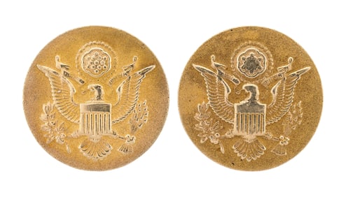 SIGNED CARTIER 14K GOLD US MILITARY BUTTONS.