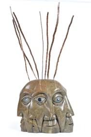 VINCE BOMBERRY ATTRIB. STONE AND COPPER SCULPTURE.