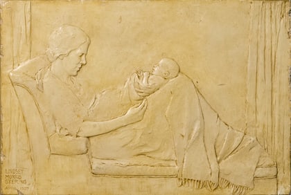 LINDSEY MORRIS STERLING PLASTER PLAQUE.