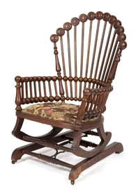 HUNZINGER SIGNED ROCKING LOLLIPOP CHAIR.
