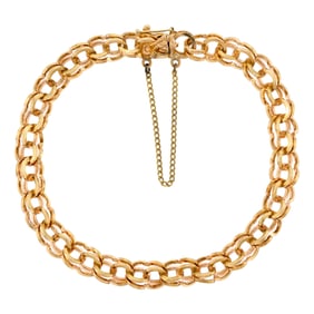 MID-CENTURY 14K GOLD DOUBLE LINK BRACELET.