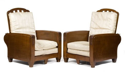 PR. ANTIQUE OAK MORRIS CHAIRS.