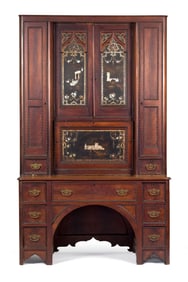 AESTHETIC PERIOD MOTHER-OF-PEARL INLAID SECRETARY .