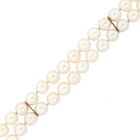 MIKIMOTO PEARL BRACELET W/18K GOLD CLASP.
