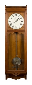 LARGE SETH THOMAS WALNUT REGULATOR WALL CLOCK.