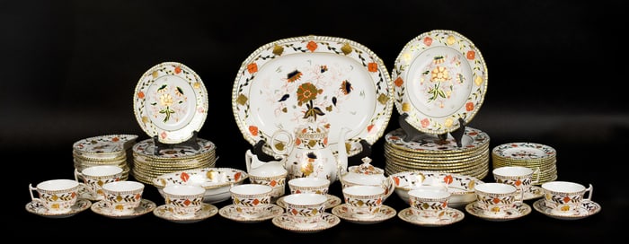 ROYAL CROWN DERBY ASIAN ROSE CHINA SET, 73 PCS.