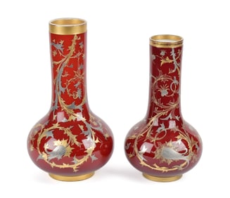 TWO 19TH C. ART GLASS OVERLAY VASES, ATTRIB. WEBB.