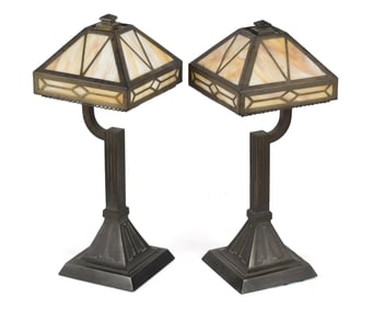 PR. ANTIQUE ARTS & CRAFTS DESK LAMPS.