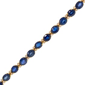 18K GOLD LATTICE DIFFUSED SAPPHIRE & DIAM. BRACELET.