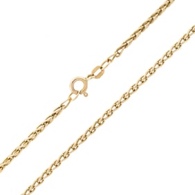 14K YELLOW GOLD WHEAT CHAIN.