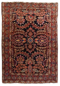 ANTIQUE BLUE SAROUK SCATTER RUG.