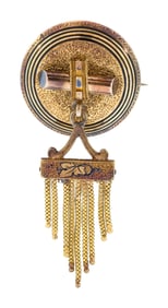 ANTIQUE 10-14K GOLD TAILLE DEPARGNE TASSEL PIN.