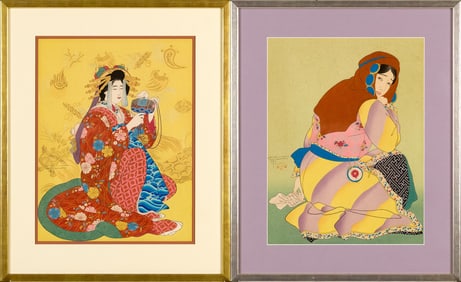 TWO VINTAGE PAUL JACOULET WOODBLOCK PRINTS.