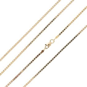 14K YELLOW GOLD BOX CHAIN NECKLACE.