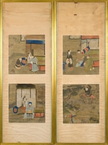 PR. 19TH C. JAPANESE FRAMED SCROLL PAINTINGS.