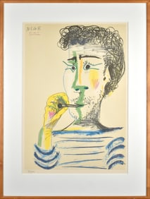 PABLO PICASSO LITHOGRAPH, MAN WITH CIGARETTE.
