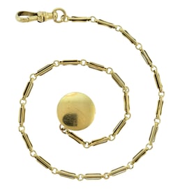 ANTIQUE 14K GREEN GOLD WATCH CHAIN.