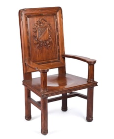 19TH C. OAK ARMCHAIR WITH AMERICAN EAGLE.