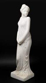 VINTAGE MARBLE SCULPTURE, WOMAN.