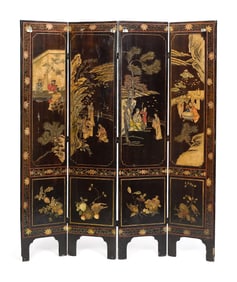ANTIQUE CHINESE COROMANDEL FOLDING SCREEN.