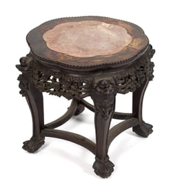 ANTIQUE CHINESE MARBLE TOP STAND.