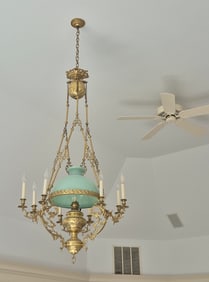 FINE VICTORIAN BRASS HANGING LIGHT.