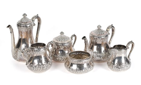 DOMINICK & HAFF STERLING TEA SET, 6 PCS.