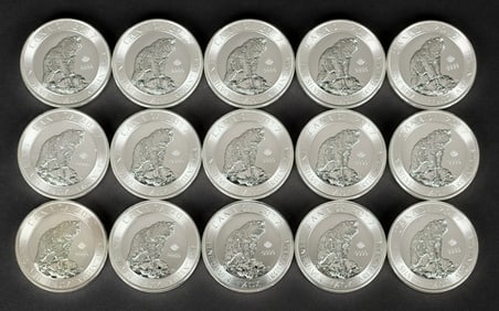 15 CANADA $8 1.5OZ .999 SILVER GRIZZLY BEARS (1 OF 5)