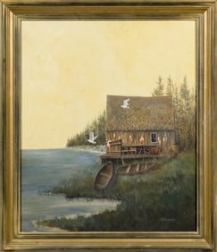CHARLES CHAMBERLAIN, ACRYLIC ON BOARD, LOBSTER SHACK.