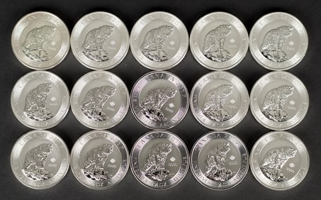15 CANADA $8 1.5OZ .999 SILVER GRIZZLY BEARS (2 OF 5)