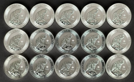 15 CANADA $8 1.5OZ .999 SILVER GRIZZLY BEARS (4 OF 5)