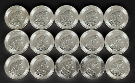 15 CANADA $8 1.5OZ .999 SILVER GRIZZLY BEARS (5 OF 5)