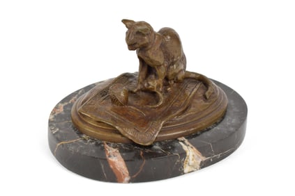 EMMANUEL FREMIET BRONZE, SEATED CAT.