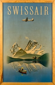 VINTAGE SWISSAIR HERBERT LEUPIN TRAVEL POSTER.