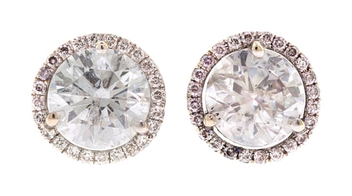 PLATINUM 3 CT. TW. DIAMOND HALO STUD EARRINGS.
