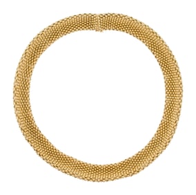 VINTAGE TIFFANY & CO. 18K GOLD WIDE MESH NECKLACE.