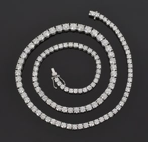 PLATINUM RIVIERE 42 CT. TW. DIAMOND NECKLACE.