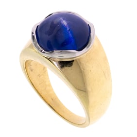 18K GOLD 21 CT. NATURAL BLUE STAR SAPPHIRE RING.