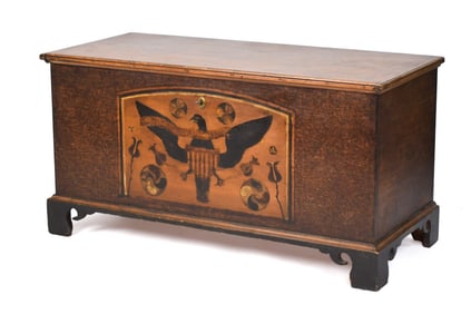 EARLY 19TH C. PENNSYLVANIA EAGLE BLANKET CHEST.